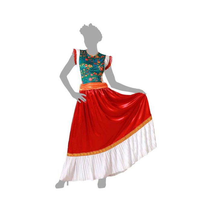 Déguisement Mexicaine Robe Rouge pour Femme Adulte Taille M-L - Robe et Ceinturon en Polyester