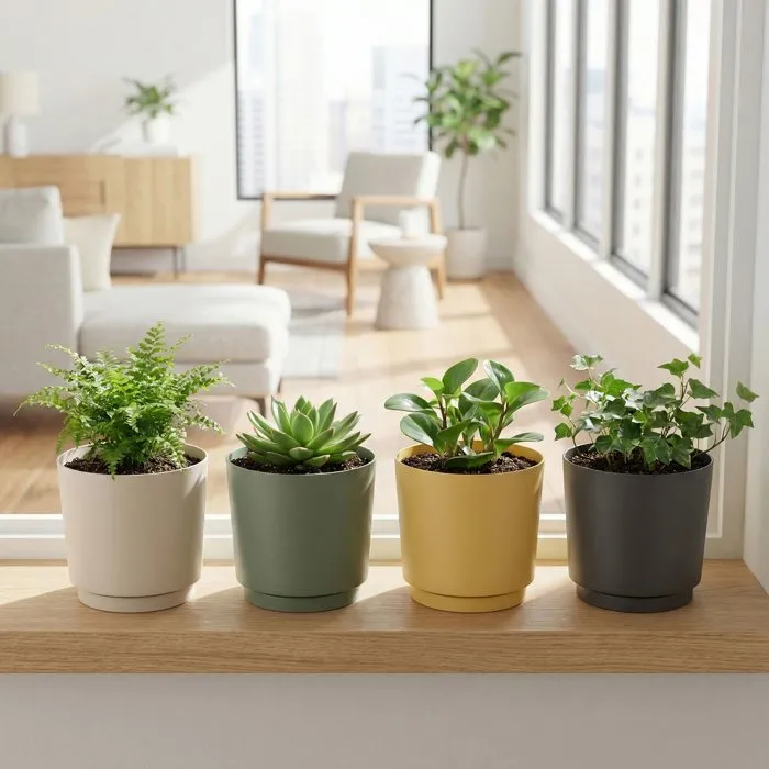 Deroma Pot de Fleurs Rond 236, 13 L, 29 cm de Diamètre, Vert - Design Élégant et Contemporain pour Intérieur et Extérieur