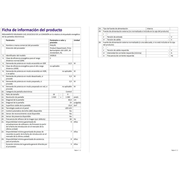 Écran Philips 242B1G/00 23,8" Full HD LCD 3