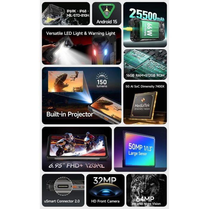 Smartphone Ulefone ARMOR 34 PRO 16 GB RAM 512 GB 4