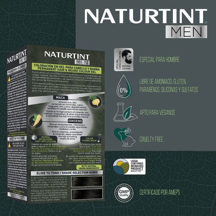 Teinture permanente Naturtint NATURTINT MEN Nº 4n-Castano Natural 3