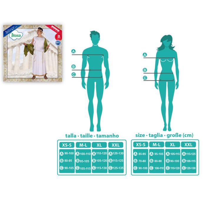 Déguisement Adulte Romain Homme pour Carnaval - Costume Romain Tunique Cinturón Diadema - Blanc - Taille XL