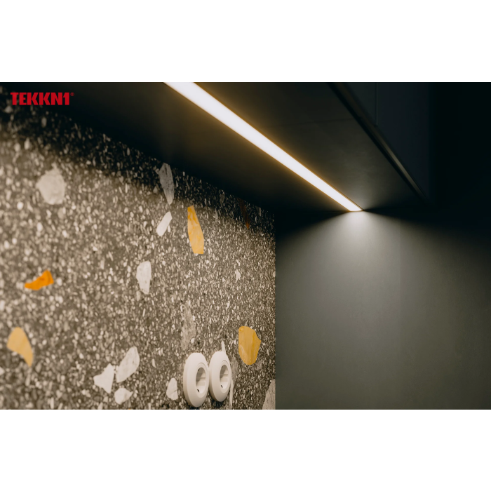 KIMERA Profilé Aluminium TVED Argent Anodisation Diffuseur Opal, Bouchons et Clips de Fixation 2,02m 3