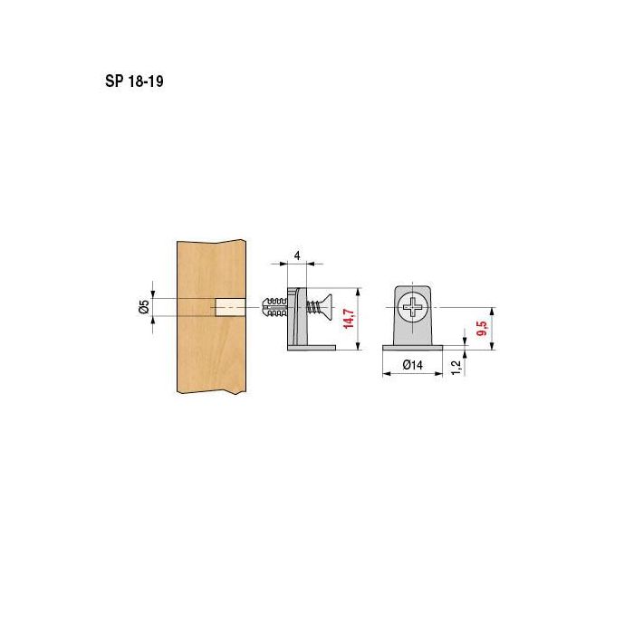 Soporte Lateral Con Taco Y Tornillo Premontado. Maori. Espesor 18-19 Italiana Ferramenta 1