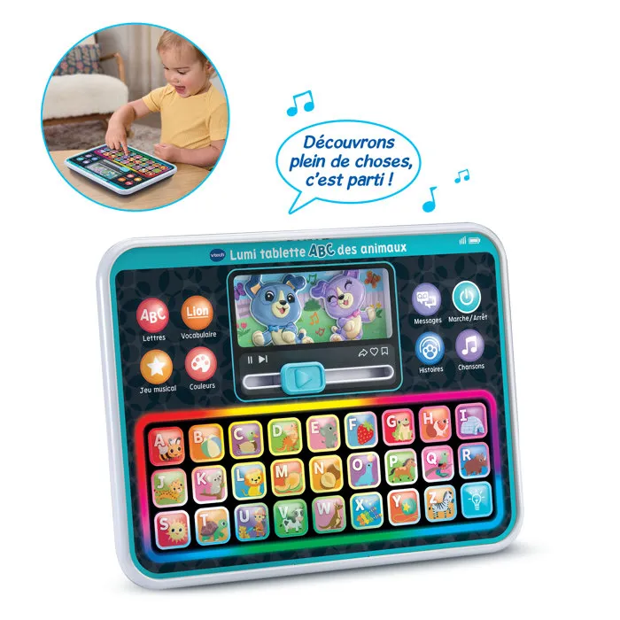 VTECH BABY - Lumi tablette ABC animaux, tablette interactive lumineuse sans écran avec clavier ABC pour enfants de 1 à 5 ans VTECH BABY - Lumi tablette ABC animaux, tablette interactive lumineuse sans écran avec clavier ABC pour enfants de 1 à 5 ans