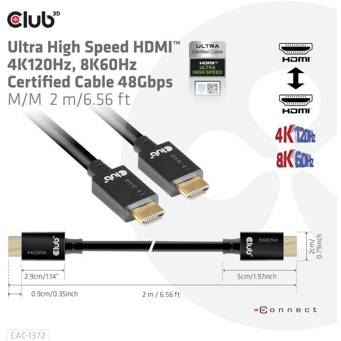 Club3D HDMI-Kabel A -> A 2.1 Ultra High Speed 10K HDR 2m retail 9