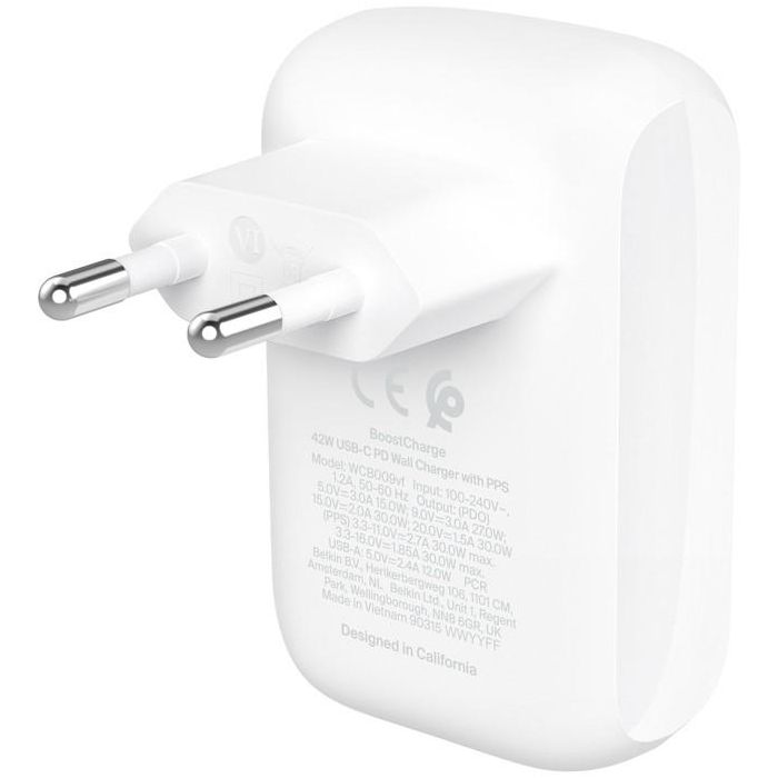 Belkin BOOST CHARGE 42W Dual Ladegerät mit PD+PPS, w 1