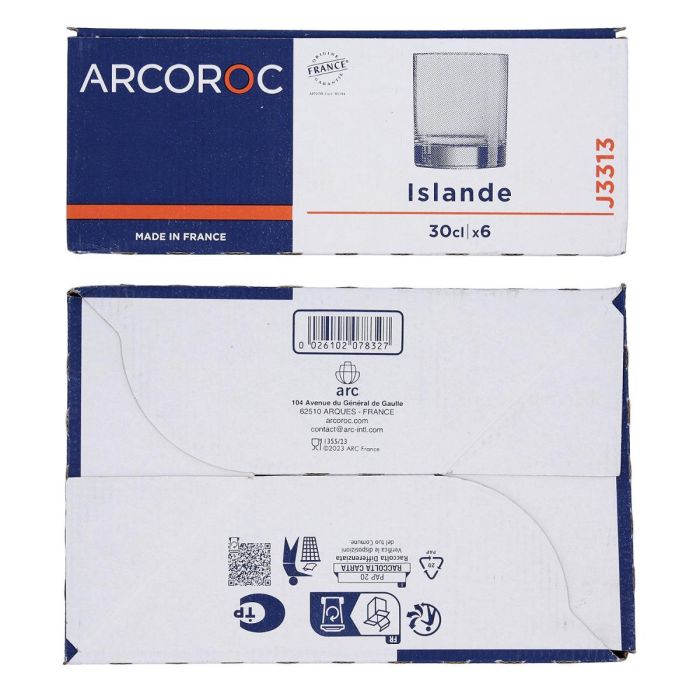 Caja 6 Vasos Bajos Vidrio Islande Arcoroc 30 cL 2