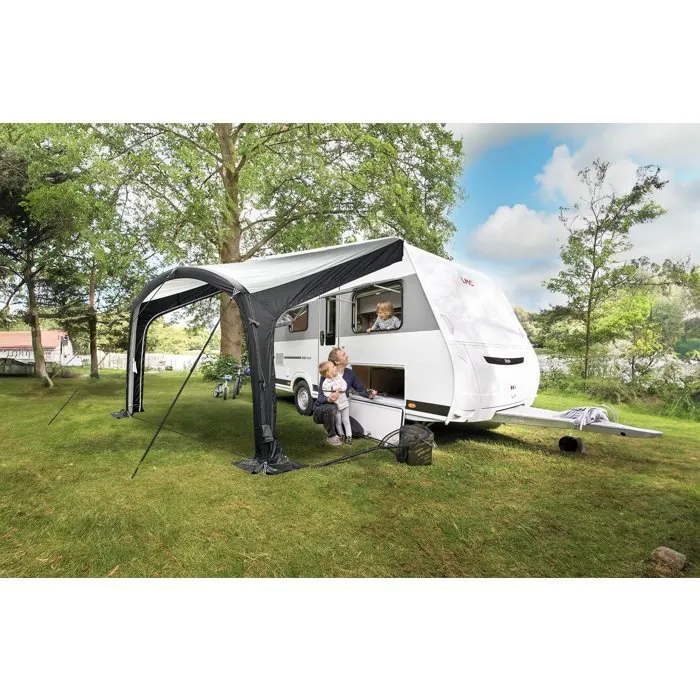 Baya Sun Ombréa Air - Toit de soleil gonflable, montage rapide en un point, hauteur 235-250 cm, toit gris clair anti-chaleur, polyester 150D, 5.8 kg