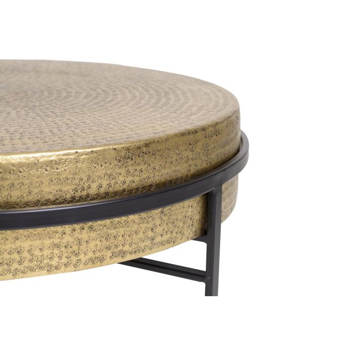 GINER Y COLOMER Table basse ronde en bronze et métal noir, diamètre 81 cm, pièce artisanale avec tapa travaillée à la main 1