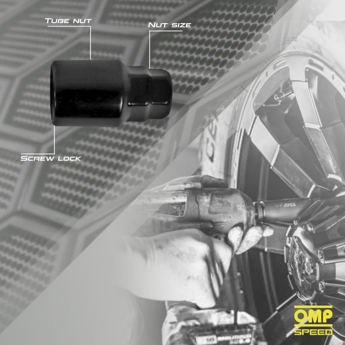 OMP Speed Jeu de 4 Vis Antivol Roues M12x1.5 Conique Long 28-55 mm Clé 17-19 Noire Din 10.9 OMPS09821201 2