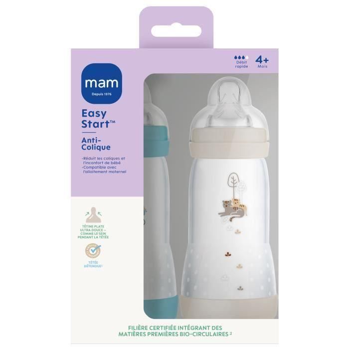 Lot de 2 Biberons - MAM - Easy Start - Anti-colique - 320 ml - Tétine débit 3 - Océan + Sable 4 Lot de 2 Biberons - MAM - Easy Start - Anti-colique - 320 ml - Tétine débit 3 - Océan + Sable 4