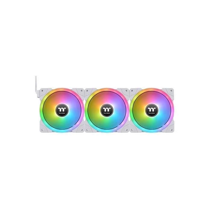 Thermaltake SWAFAN EX14 - Pack de 3 Ventilateurs PC 140 mm RGB, Blanc - 500-2000 tr/min, 81.6 CFM, 3.17 mmH2O, Paliers Hydrauliques, 9 Broches