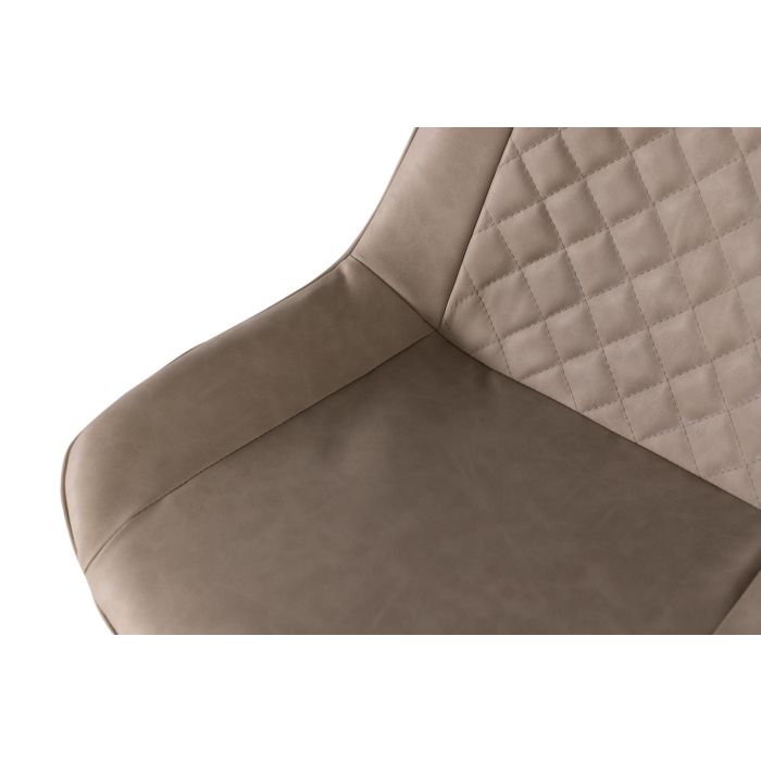 GINER Y COLOMER Lot de 2 Chaises de Salle à Manger, Design avec Capitonnage en Diamant, Tapisserie en Cuir PU Beige, Pieds en Tube d'Acier Carré Noir 5