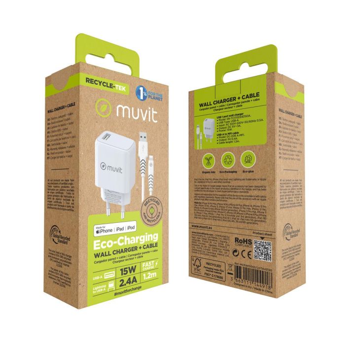 Chargeur mural Muvit Blanc 12 W 2