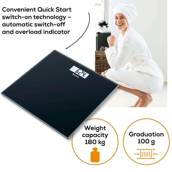 Balance Numérique de Salle de Bain Beurer GS10 Noir verre 180 kg 7