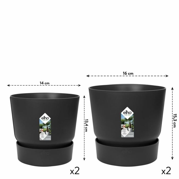 Set de pots Elho Noir Plastique Rond 2 Pièces 6