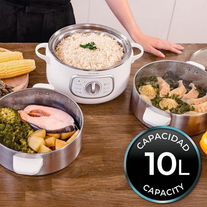 Cuiseur vapeur Cecotec SteelPot 1300 W 1550 W Blanc Gris Acier inoxydable 11