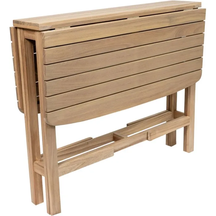 FERRET - Table de jardin pliante en bois d'acacia FSC - 3 positions (21/55/90 cm) - Dimensions 90 x 90 x 75 cm - Pour 4 personnes