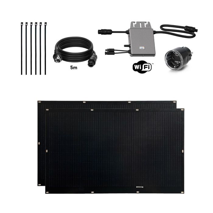 Kit Solaire Auto-installable Flex Full Black 400W x2 panneaux solaires ultralégers et flexibles. Utilisation pour balcon 8