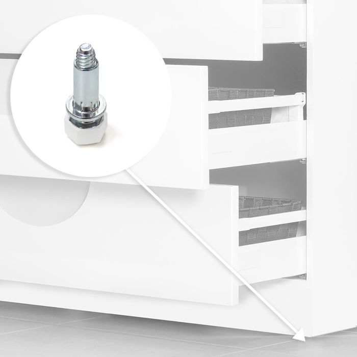 Emuca Lot de 20 vérins de réglage pour meubles, base hexagonale, M6, réglage 18mm, Acier et Plastique 2