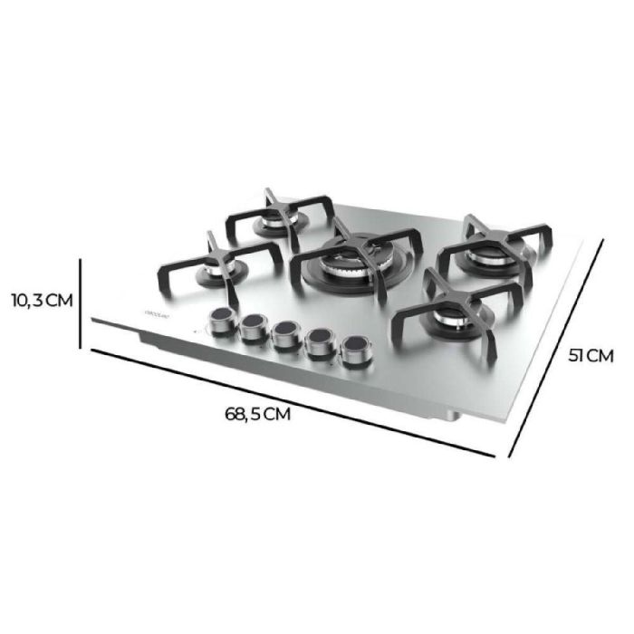 Cecotec Plaque gaz 5 feux Bolero Squad G 5400S 10400W inox WOK allumage sécurisé 1
