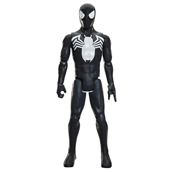 Hasbro Marvel Spider-Man - Figurine Titan Series Spider-Man en costume noir 30 cm deluxe, jouet de super-héros pour enfants dès 4 ans