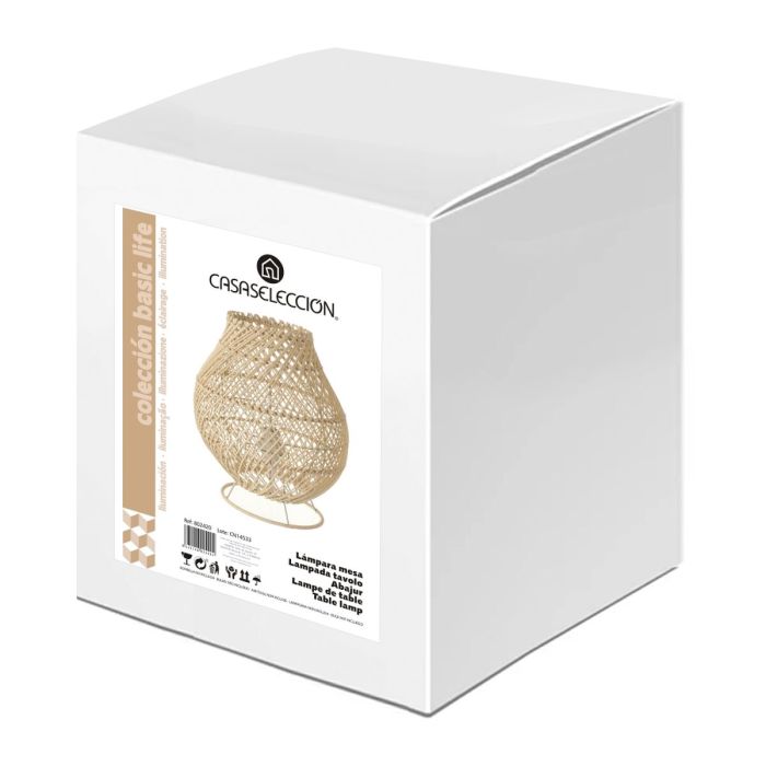 Lampe de bureau Naturel Métal Rotin 40 W 220-240 V 24 x 24 x 27 cm 1