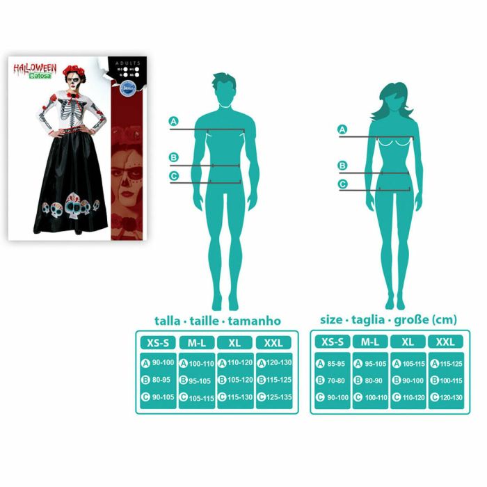 Déguisement Squelette Mexicaine Multicouleur 2