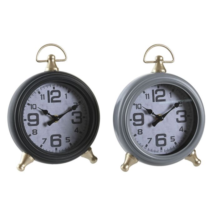 Horloge de table DKD Home Decor Noir Gris Doré Traditionnel (2 Unités) 0 Horloge de table DKD Home Decor Noir Gris Doré Traditionnel (2 Unités) 0