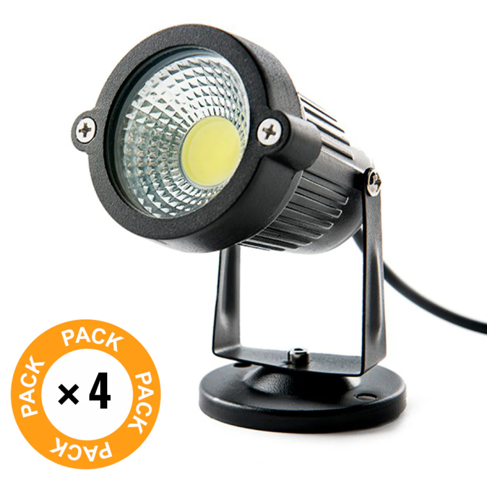 Pack 4 Focos LED Jardin 5W Blanc Chaud 421Lm IP65 Aluminium [SL-SL-C12-5W-WW-PK4-AP] 1