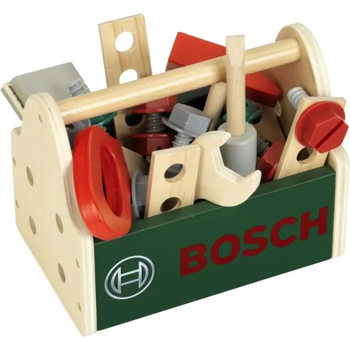 Bosch KLEIN - KLEIN 8161 - Caisse à outils en bois FSC avec 23 accessoires pour enfant à partir de 3 ans - Dimensions 18 x 12 x 14.5 cm Bosch KLEIN - KLEIN 8161 - Caisse à outils en bois FSC avec 23 accessoires pour enfant à partir de 3 ans - Dimensions 18 x 12 x 14.5 cm