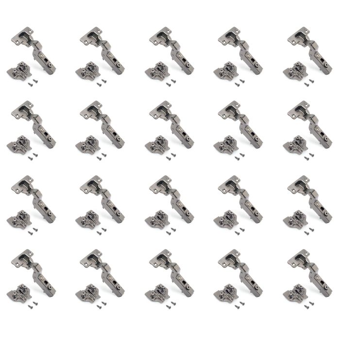 Emuca Lot de 20 charnières super coudées X91 à fermeture amortie et embases Euro, Hauteur 0, Acier, Titane 0 Emuca Lot de 20 charnières super coudées X91 à fermeture amortie et embases Euro, Hauteur 0, Acier, Titane 0