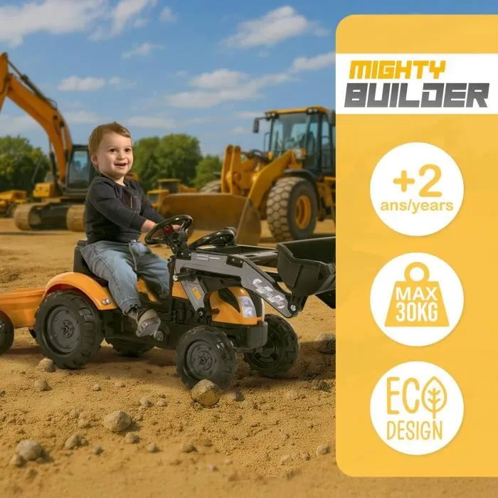Falk Tractor de pedales Mighty Builder - FAL3016200001485 - Amarillo - 100 % fabricado en Francia - 50 % plástico reciclado - A partir de 2 años 3
