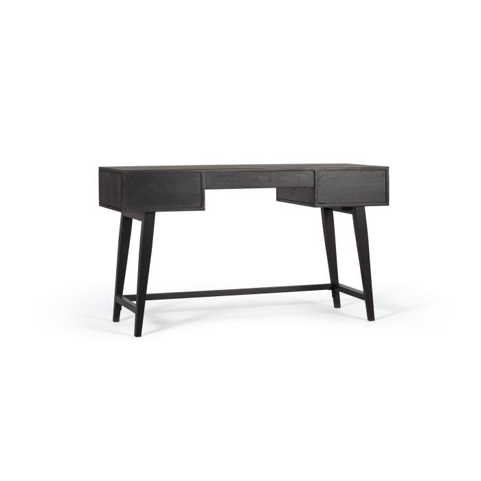 GINER Y COLOMER Bureau en bois de palissandre et manguier 3 tiroirs avec pieds métal, marron et noir - 132 x 50 x 76 cm 2 GINER Y COLOMER Bureau en bois de palissandre et manguier 3 tiroirs avec pieds métal, marron et noir - 132 x 50 x 76 cm 2