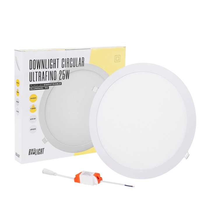 BX3 LIGHT Plaque LED circulaire 25W 2000 Lm 3000K Blanc chaud, empotrable, 40000 heures de vie, RDP16 25W WW BX3 LIGHT Plaque LED circulaire 25W 2000 Lm 3000K Blanc chaud, empotrable, 40000 heures de vie, RDP16 25W WW
