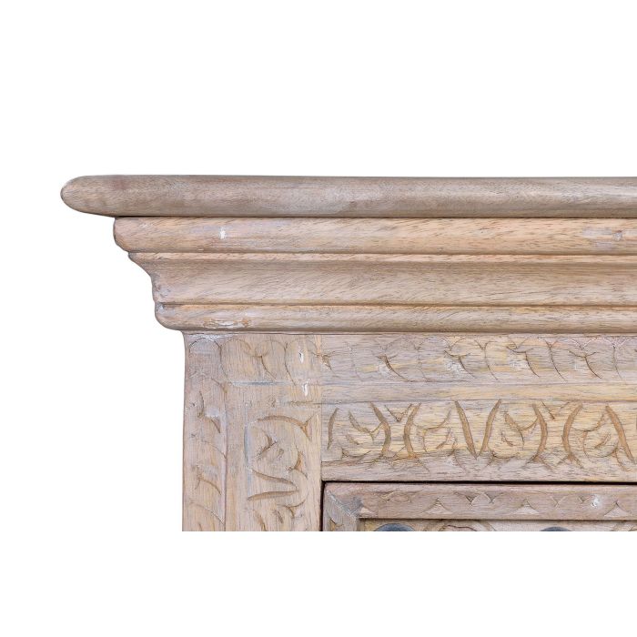 GINER Y COLOMER BAKRA - Table de chevet en bois de manguier naturel avec détails en bronze, deux tiroirs - 70 x 60 x 40 cm 3