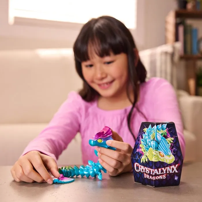 Spin Master Crystalynx Dragons - Mini dragon articulé à collectionner et personnaliser - Modèle aléatoire - Environ 23 cm - À partir de 8 ans