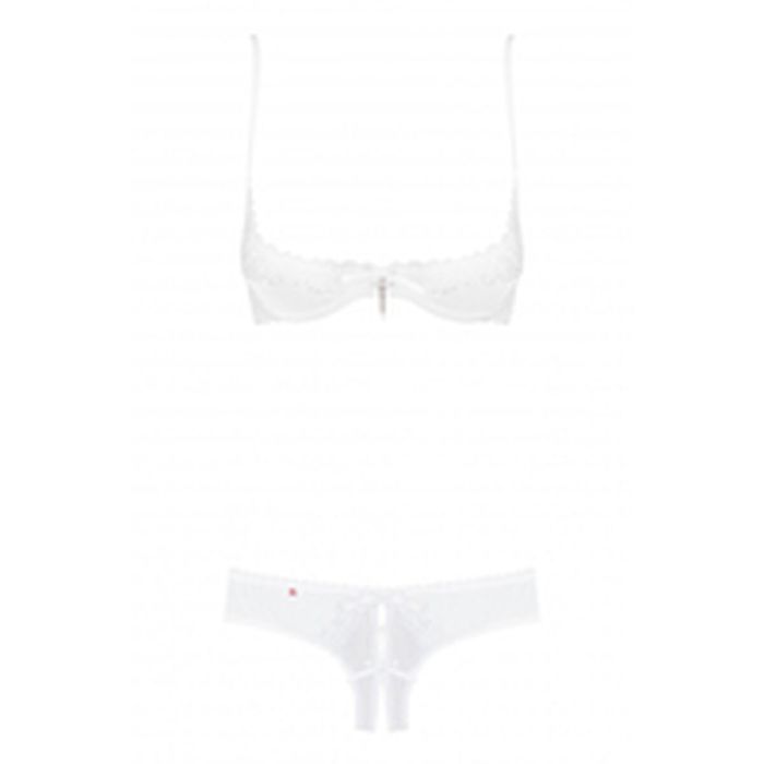 Ensemble de Lingerie en Dentelle Obsessive Alabastra Blanc S/M 1