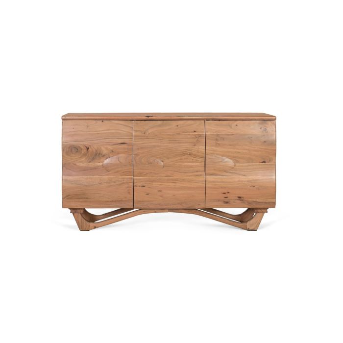 GINER Y COLOMER - Buffet en acacia massif fabriqué à la main 140 cm, design contemporain avec ouverture push, couleur naturelle 0 GINER Y COLOMER - Buffet en acacia massif fabriqué à la main 140 cm, design contemporain avec ouverture push, couleur naturelle 0