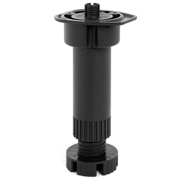 Pata Cocina Larry Regulable Acabado Negro Con/Sin Tetón Extensión 95-130 Tetón Con Tetón Herrajes Alk 1