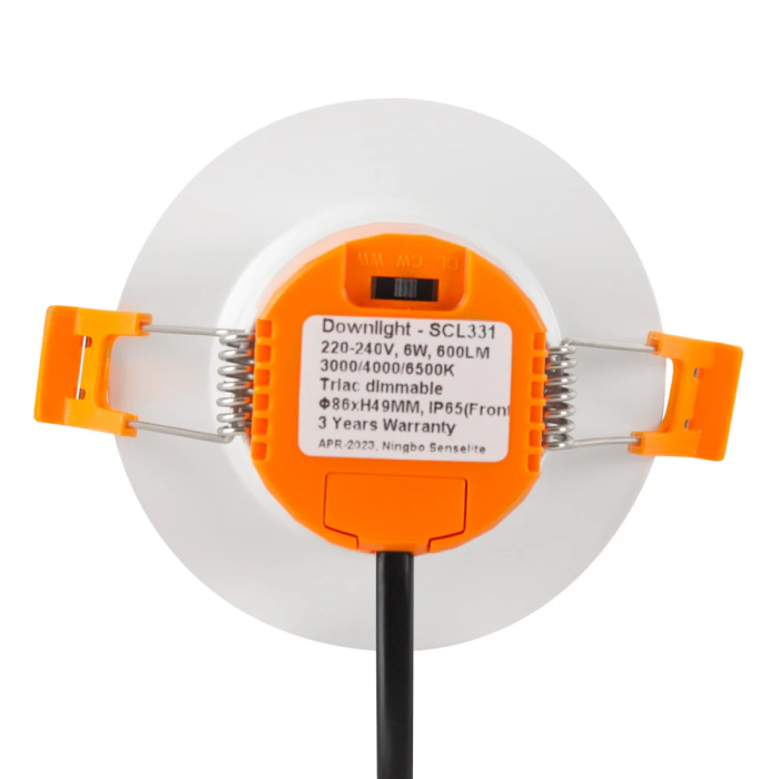 Downlight LED Encastrable 6W 600Lm CCT 3000-6500K (Lumière Réglable) IP65 Ignifuge SE-SCL331-6W-CCT 1