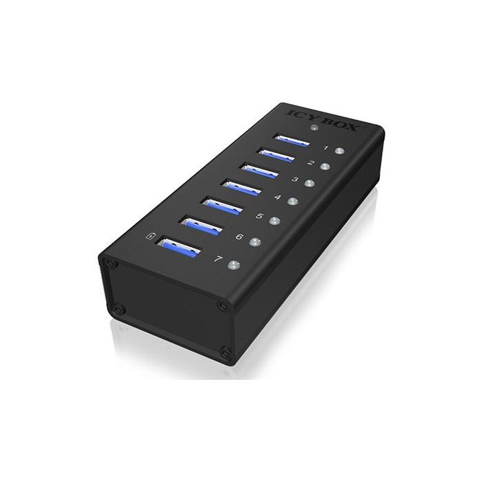 HUB 7Port. Verfügt über 7x USB 3.0 Anschlüsse für Laufwerke ICY BOX 1