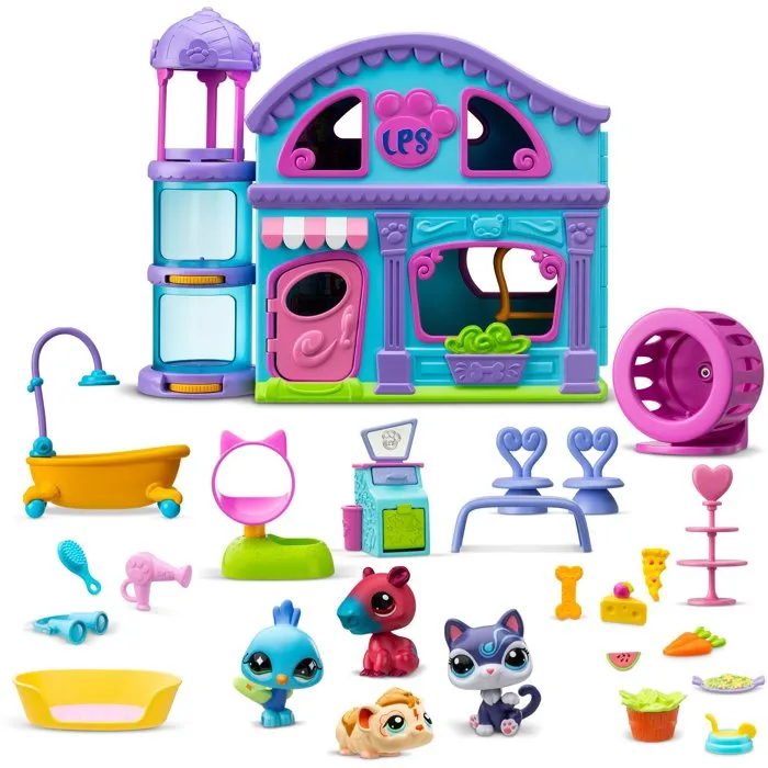 Littlest Pet Shop Maison Deluxe avec 4 Figurines Pet Shop et plus de 20 Accessoires - Coffret de Jeu pour Enfants a partir de 4 Ans - BANDAI
