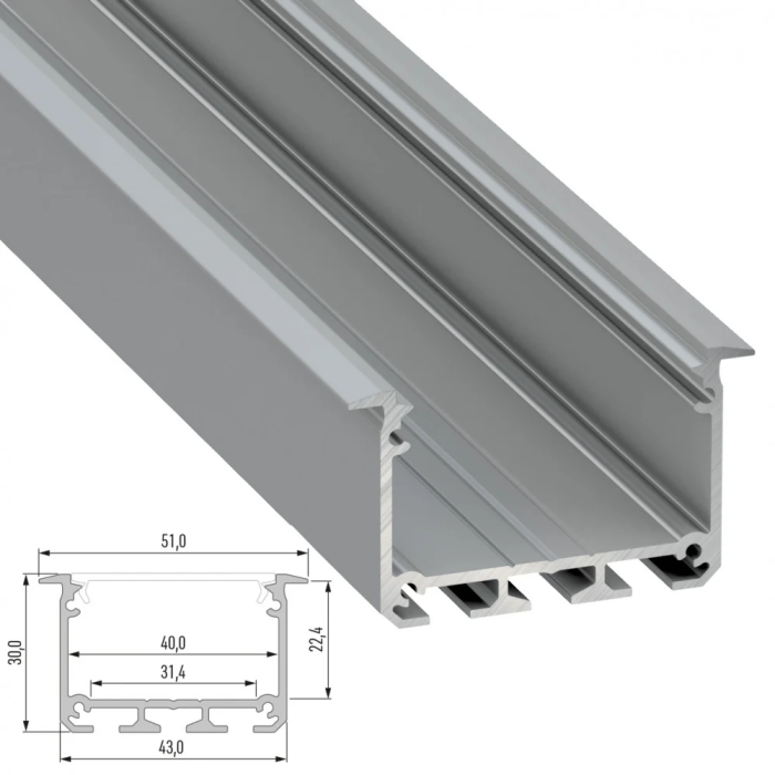 Profilé Aluminium Type INSO 2,02M - Anodisé Argent 1 Profilé Aluminium Type INSO 2,02M - Anodisé Argent 1