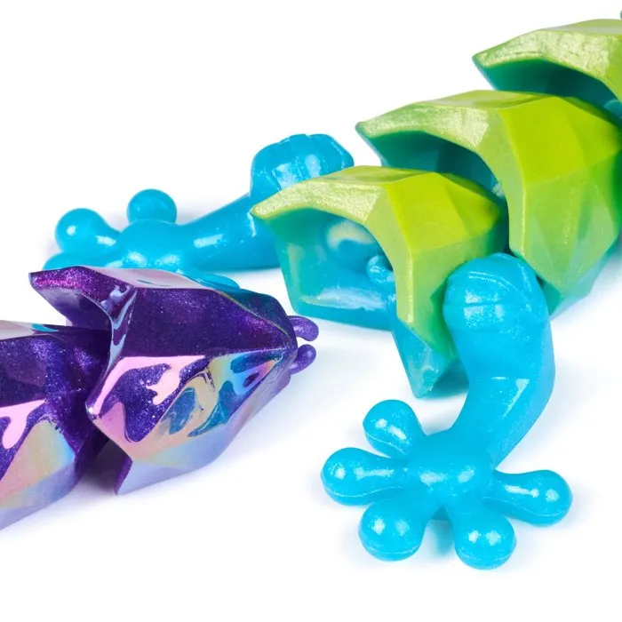 Spin Master Crystalynx Dragons - Boîte de 6 figurines articulées à collectionner et personnaliser - Gecko de 23 cm avec fiche de collection - Jouet à partir de 8 ans