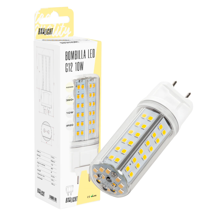 BX3 LIGHT Ampoule LED G12 10W, 1050 Lumen, 6000 K Blanc Froid, 40000 Heures - BX3-G12-2835-10W-CW