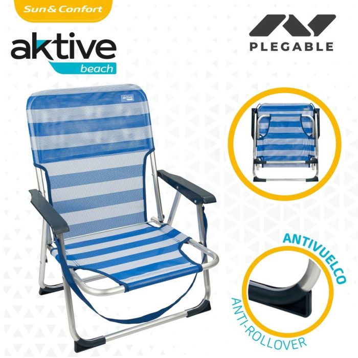 Chaise de Plage Aktive Pliable Bleu 44 x 72 x 35 cm (4 Unités) 4