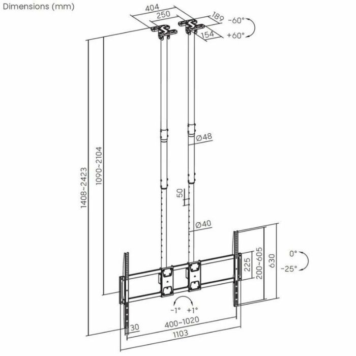 Support de TV Aisens CT120TLE-395 60" 120 kg 1 Support de TV Aisens CT120TLE-395 60" 120 kg 1