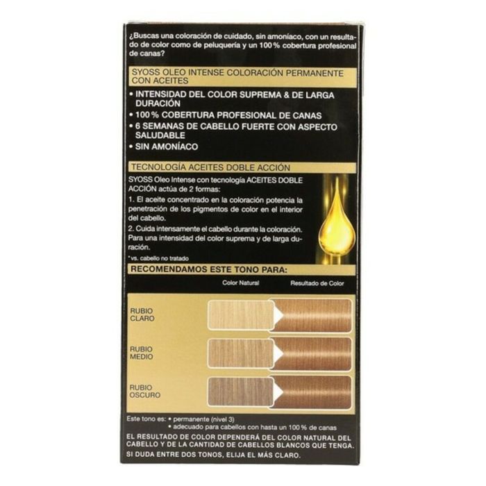 Teinture permanente Syoss Olio Intense Sans ammoniaque Nº 7,10 Blond Naturel 3